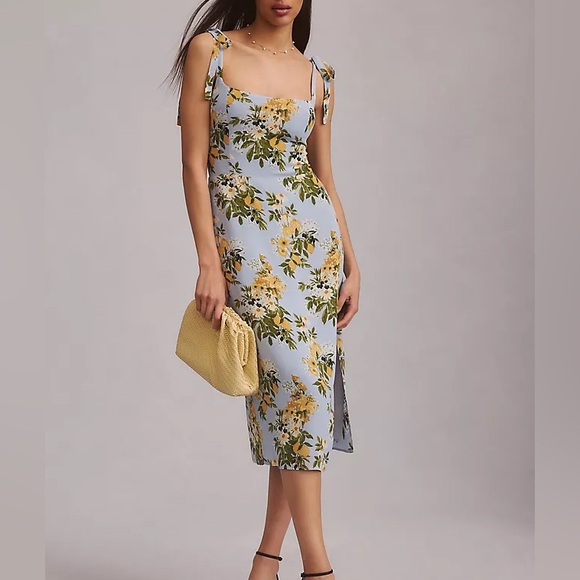 Reformation Dresses & Skirts - NWT Reformation Besse Dress in Amalfi Blue & Yellow | Size 12